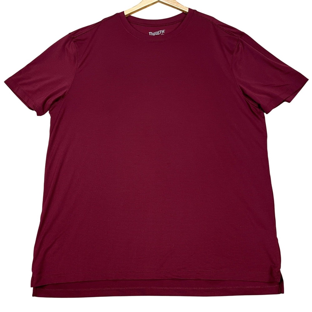 Duluth Trading Co T-Shirt Mens XL Burgundy Performance Tech Stretch Micro-Stripe